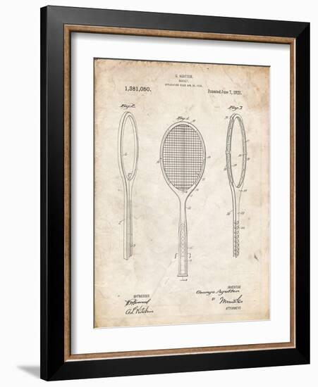 PP1128-Vintage Parchment Vintage Tennis Racket Patent Poster-Cole Borders-Framed Giclee Print