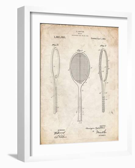 PP1128-Vintage Parchment Vintage Tennis Racket Patent Poster-Cole Borders-Framed Giclee Print