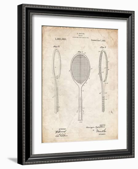 PP1128-Vintage Parchment Vintage Tennis Racket Patent Poster-Cole Borders-Framed Giclee Print