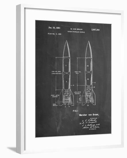 PP1129-Chalkboard Von Braun Rocket Missile Patent Poster-Cole Borders-Framed Giclee Print