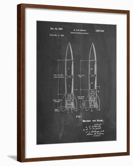 PP1129-Chalkboard Von Braun Rocket Missile Patent Poster-Cole Borders-Framed Giclee Print