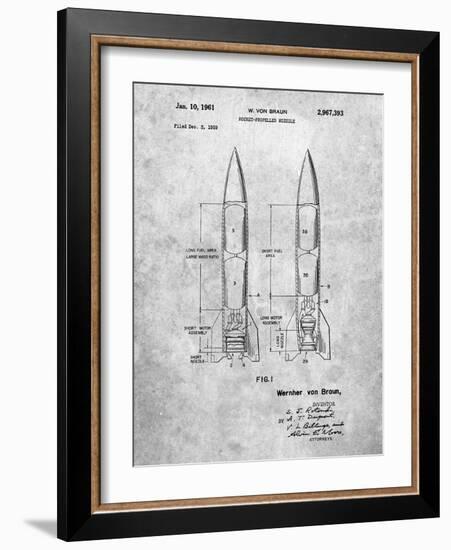 PP1129-Slate Von Braun Rocket Missile Patent Poster-Cole Borders-Framed Giclee Print