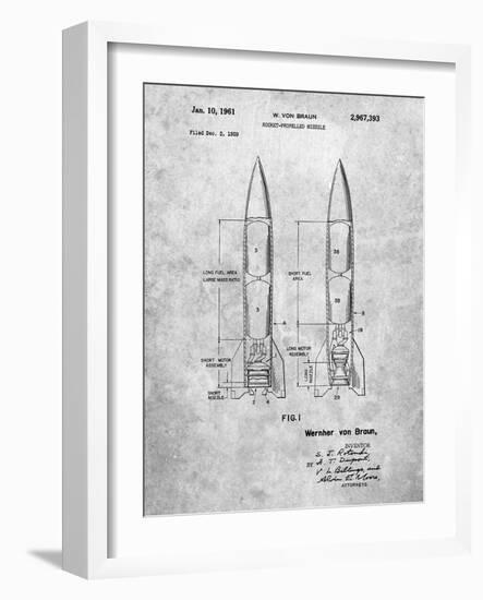 PP1129-Slate Von Braun Rocket Missile Patent Poster-Cole Borders-Framed Giclee Print