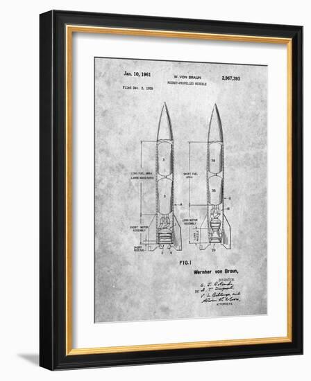 PP1129-Slate Von Braun Rocket Missile Patent Poster-Cole Borders-Framed Giclee Print