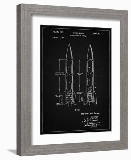 PP1129-Vintage Black Von Braun Rocket Missile Patent Poster-Cole Borders-Framed Giclee Print