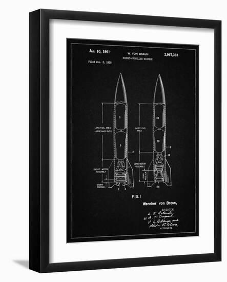 PP1129-Vintage Black Von Braun Rocket Missile Patent Poster-Cole Borders-Framed Giclee Print