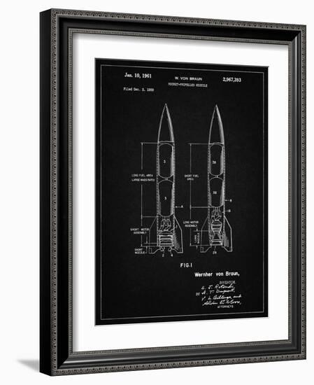 PP1129-Vintage Black Von Braun Rocket Missile Patent Poster-Cole Borders-Framed Giclee Print