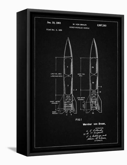 PP1129-Vintage Black Von Braun Rocket Missile Patent Poster-Cole Borders-Framed Premier Image Canvas