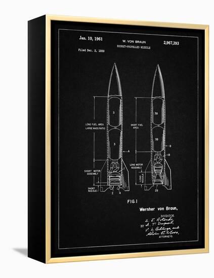 PP1129-Vintage Black Von Braun Rocket Missile Patent Poster-Cole Borders-Framed Premier Image Canvas