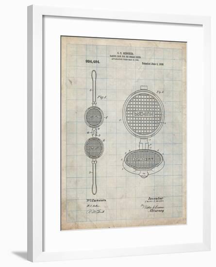 PP1130-Antique Grid Parchment Waffle Iron for Ice Cream Cones 1909 Patent Poster-Cole Borders-Framed Giclee Print