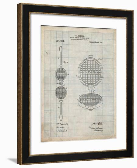 PP1130-Antique Grid Parchment Waffle Iron for Ice Cream Cones 1909 Patent Poster-Cole Borders-Framed Giclee Print