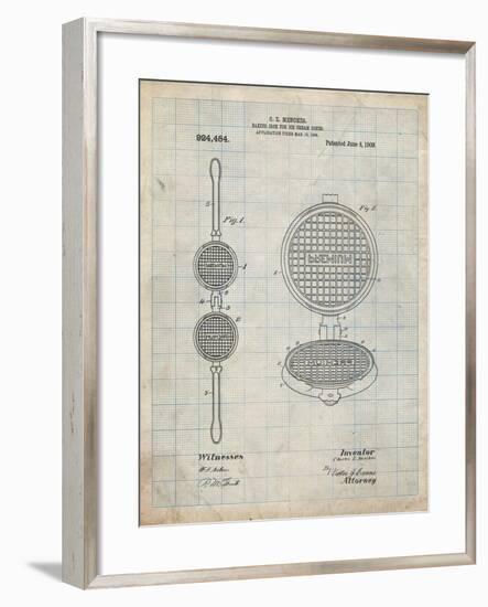 PP1130-Antique Grid Parchment Waffle Iron for Ice Cream Cones 1909 Patent Poster-Cole Borders-Framed Giclee Print