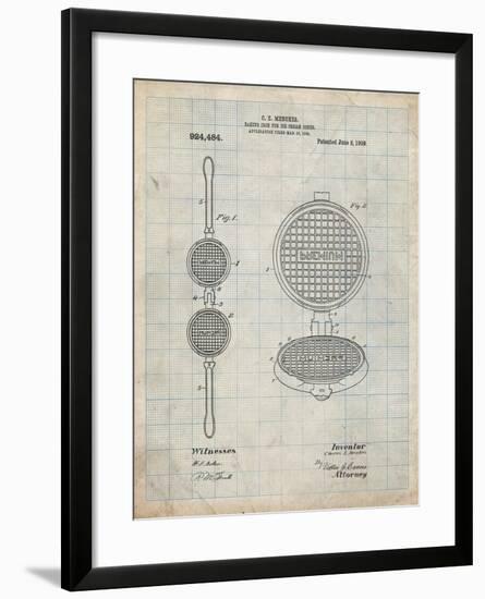 PP1130-Antique Grid Parchment Waffle Iron for Ice Cream Cones 1909 Patent Poster-Cole Borders-Framed Giclee Print