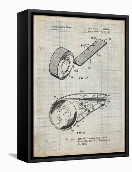 PP1133-Antique Grid Parchment White Out Tape Patent Poster-Cole Borders-Framed Premier Image Canvas