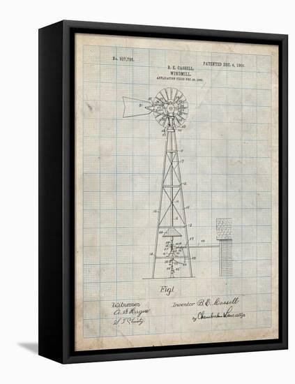 PP1137-Antique Grid Parchment Windmill 1906 Patent Poster-Cole Borders-Framed Premier Image Canvas