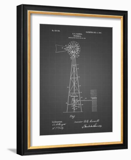 PP1137-Black Grid Windmill 1906 Patent Poster-Cole Borders-Framed Giclee Print