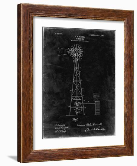 PP1137-Black Grunge Windmill 1906 Patent Poster-Cole Borders-Framed Giclee Print