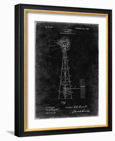 PP1137-Black Grunge Windmill 1906 Patent Poster-Cole Borders-Framed Giclee Print