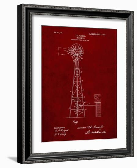 PP1137-Burgundy Windmill 1906 Patent Poster-Cole Borders-Framed Giclee Print