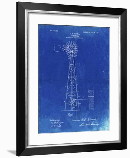 PP1137-Faded Blueprint Windmill 1906 Patent Poster-Cole Borders-Framed Giclee Print