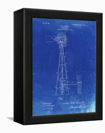 PP1137-Faded Blueprint Windmill 1906 Patent Poster-Cole Borders-Framed Premier Image Canvas