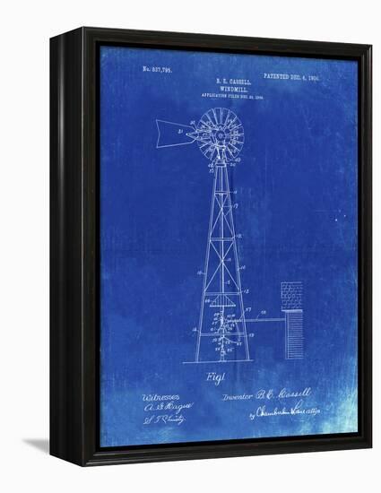 PP1137-Faded Blueprint Windmill 1906 Patent Poster-Cole Borders-Framed Premier Image Canvas