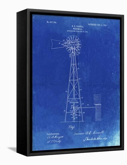 PP1137-Faded Blueprint Windmill 1906 Patent Poster-Cole Borders-Framed Premier Image Canvas