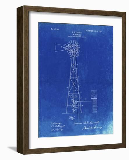 PP1137-Faded Blueprint Windmill 1906 Patent Poster-Cole Borders-Framed Giclee Print