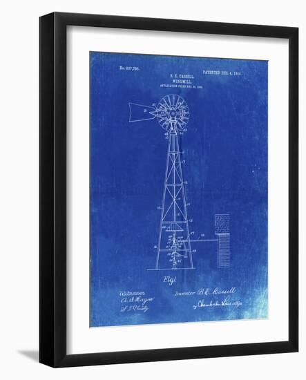 PP1137-Faded Blueprint Windmill 1906 Patent Poster-Cole Borders-Framed Giclee Print