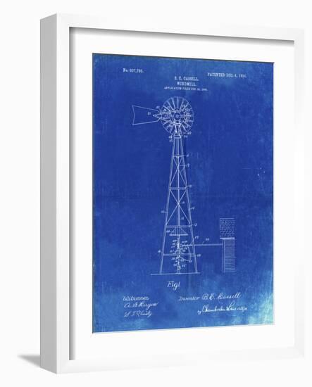 PP1137-Faded Blueprint Windmill 1906 Patent Poster-Cole Borders-Framed Giclee Print