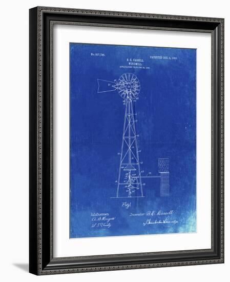 PP1137-Faded Blueprint Windmill 1906 Patent Poster-Cole Borders-Framed Giclee Print