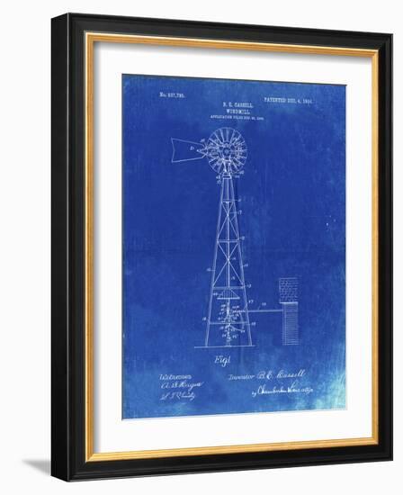 PP1137-Faded Blueprint Windmill 1906 Patent Poster-Cole Borders-Framed Giclee Print