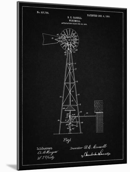 PP1137-Vintage Black Windmill 1906 Patent Poster-Cole Borders-Mounted Giclee Print