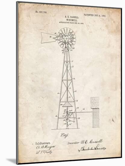 PP1137-Vintage Parchment Windmill 1906 Patent Poster-Cole Borders-Mounted Giclee Print