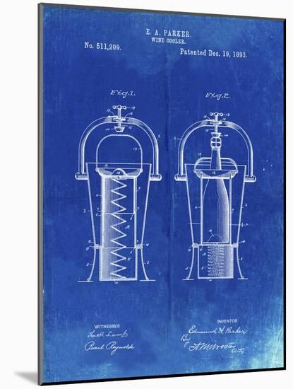 PP1138-Faded Blueprint Wine Cooler 1893 Patent Poster-Cole Borders-Mounted Giclee Print