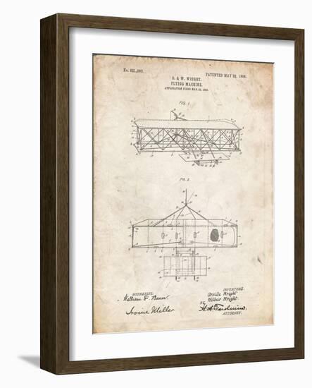 PP1139-Vintage Parchment Wright Brother's Aeroplane Patent-Cole Borders-Framed Giclee Print