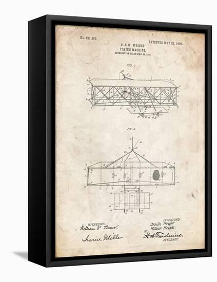 PP1139-Vintage Parchment Wright Brother's Aeroplane Patent-Cole Borders-Framed Premier Image Canvas