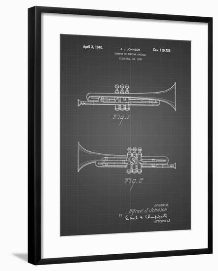 PP1140-Black Grid York Trumpet 1939 Patent Poster-Cole Borders-Framed Giclee Print