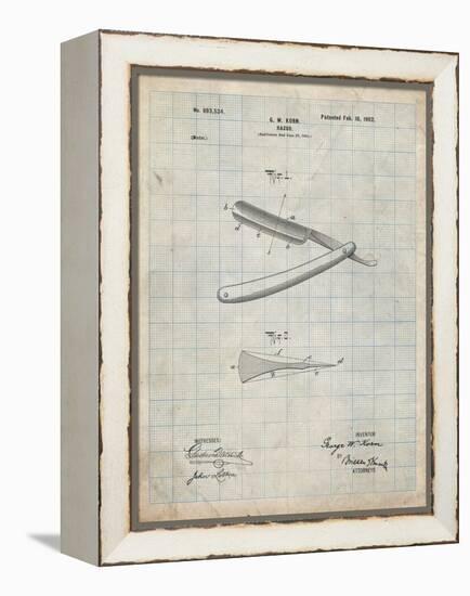 PP1178-Antique Grid Parchment Straight Razor Patent Poster-Cole Borders-Framed Premier Image Canvas