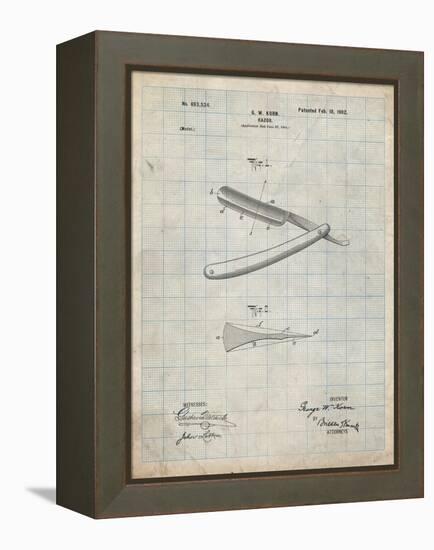 PP1178-Antique Grid Parchment Straight Razor Patent Poster-Cole Borders-Framed Premier Image Canvas