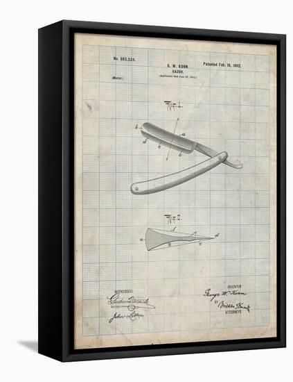 PP1178-Antique Grid Parchment Straight Razor Patent Poster-Cole Borders-Framed Premier Image Canvas