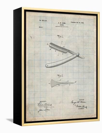 PP1178-Antique Grid Parchment Straight Razor Patent Poster-Cole Borders-Framed Premier Image Canvas