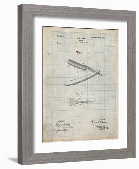 PP1178-Antique Grid Parchment Straight Razor Patent Poster-Cole Borders-Framed Giclee Print