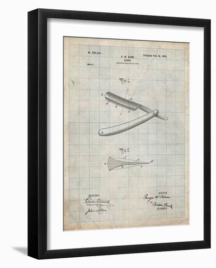 PP1178-Antique Grid Parchment Straight Razor Patent Poster-Cole Borders-Framed Giclee Print