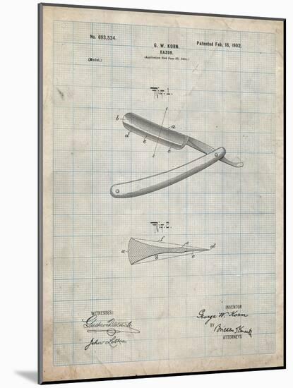 PP1178-Antique Grid Parchment Straight Razor Patent Poster-Cole Borders-Mounted Giclee Print