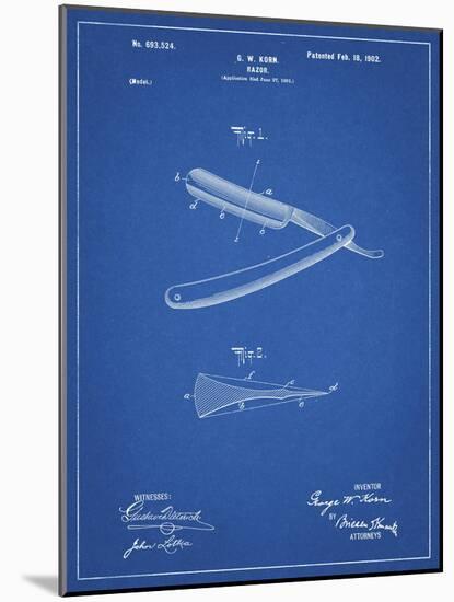 PP1178-Blueprint Straight Razor Patent Poster-Cole Borders-Mounted Giclee Print