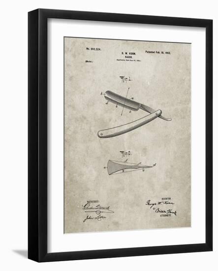 PP1178-Sandstone Straight Razor Patent Poster-Cole Borders-Framed Giclee Print