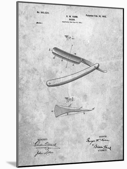 PP1178-Slate Straight Razor Patent Poster-Cole Borders-Mounted Giclee Print