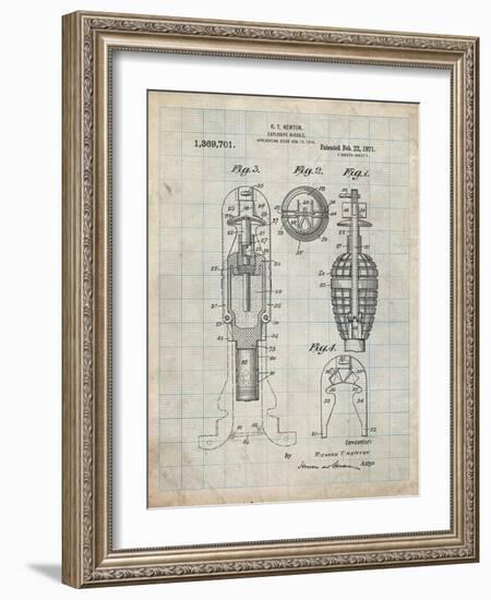 PP12 Antique Grid Parchment-Borders Cole-Framed Giclee Print