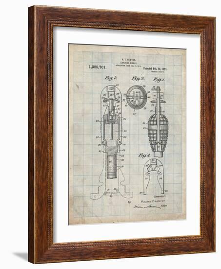 PP12 Antique Grid Parchment-Borders Cole-Framed Giclee Print